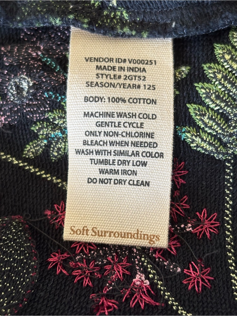 Soft Surroundings Black Embroidered Floral Open-Front Cardigan - Picture 6 of 9